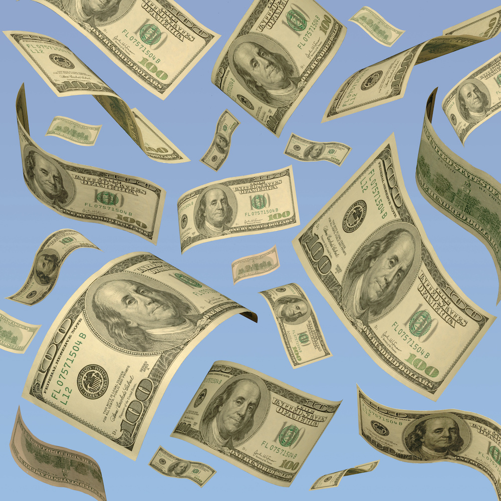 dollar bills everywhere